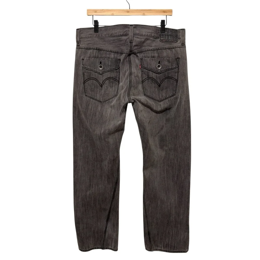 Y2K Levi 514 Pants Mens 36x30 Gray Fade Jeans Denim Flap Pockets Slim Straight